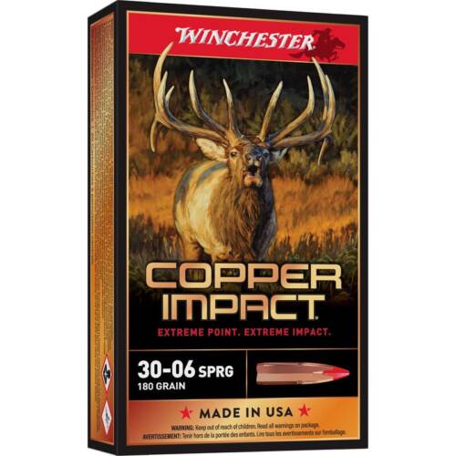 Winchester Ammo X3006CLF2 Copper Impact 30-06 Springfield 180 gr Extreme Point Copper (Lead Free) Rifle Ammo - 20 Rounds - 142271